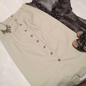 Van Heusen Tan Button Front Skirt